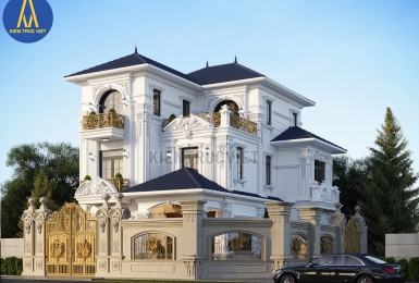 Thi công thiết kế biệt thự mái Nhật 3 tầng tân cổ điển A.Đức Bắc Ninh