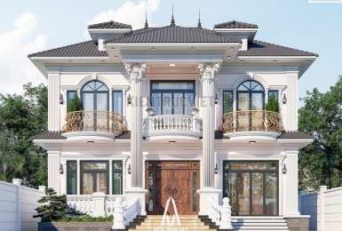 Mẫu Nhà 2 Tầng Mái Nhật 12x9m Tân Cổ Điển 4 Ngủ Đẹp Vĩnh Phúc