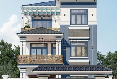 Mẫu Nhà 3 Tầng Mái Nhật 8.5x13m 5 Phòng Ngủ Đẹp Tại Quốc Oai