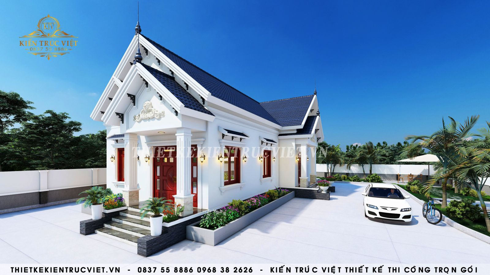 Mẫu nhà mái thái 1 tầng, nhà đẹp hiện đại tại Quảng Ninh BT1T53